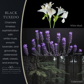 Manly Indulgence Black Tuxedo Jar Candle 16.5 oz - White Musk, Lavender, Cedarwood, Jasmine & Earthy Orris - Up to 60 Hour Burn - Soy Blend Wax, USA Poured