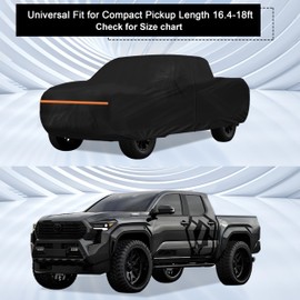 Amooca Car Covers Waterproof Sun-Proof All Weather for Automobiles Snow Cover 420D with Door Zipper Cotton Lining Universal Fit for Compact Pickup Truck Length 16.4-18ft