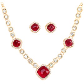 Touchstone Austrian Diamonds & Red Glass Stone for Women