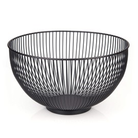 CALUTEA Modern Fruit Bowl // Metal // Round Black // Decorative Designer Fruit Basket