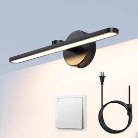 MantoLite LED Vanity Lighting Fixtures, 16inch Wall Mounted Plug in Light Fixtures Bathroom Over Mirror Lamp Modern Home Bedside Wall Picture Lamps Sconces, 12W 3000K Gallery Wall Light