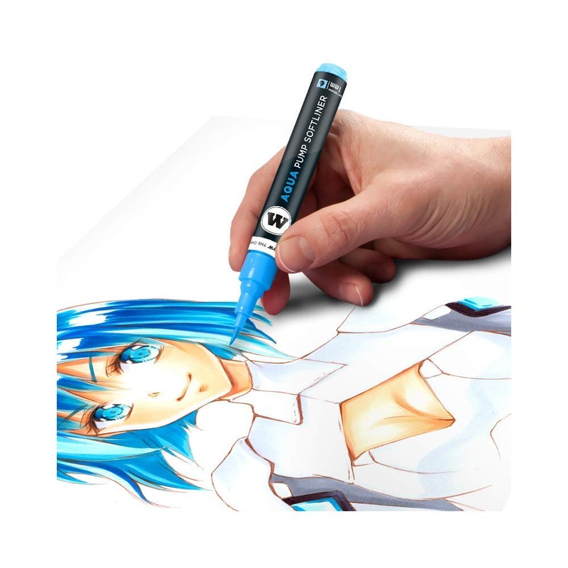 MOLOTOW GRAFX Aqua Ink Soft Liner Brush Pump Marker, Primary