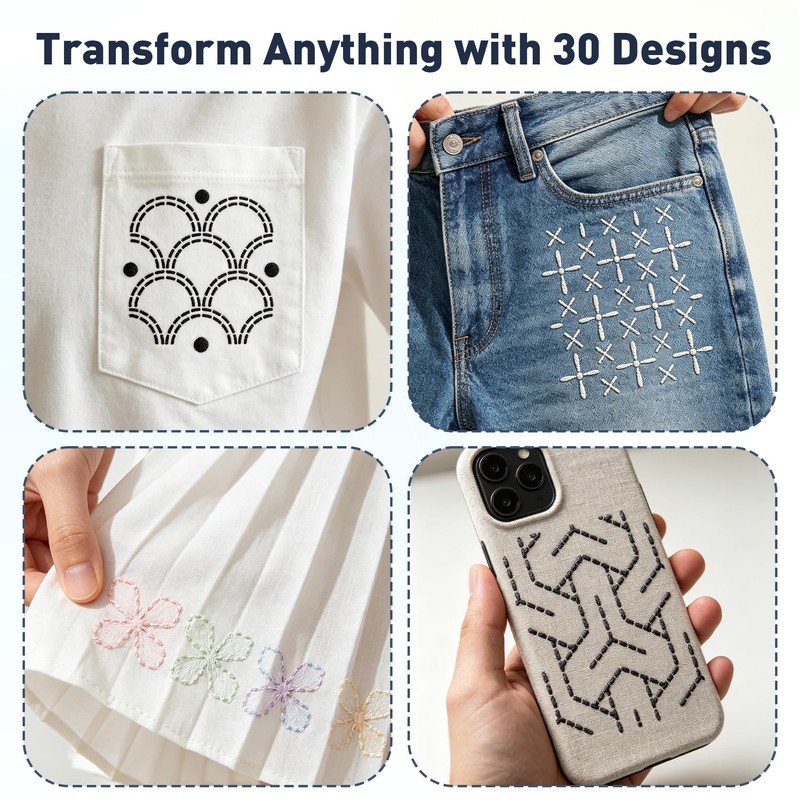 30Pcs Sashiko Stencil 4.7 x 4.7 Inch Geometric Sashiko Template