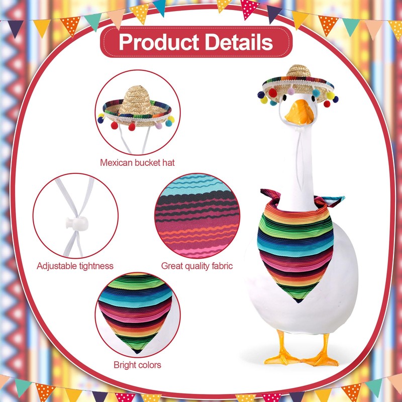 Mexican Porch Goose Outfit, Include 1 Sombrero Hat & 1