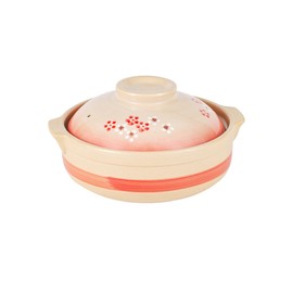Hinomaru Collection Japanese Donabe Clay Hot Pot, Plum Blossom Design, Ceramic Earthenware Casserole, Shabu shabu Hot Pot Sukiyaki (Plum Blossoms, 54 fl oz (8.5" Dia))