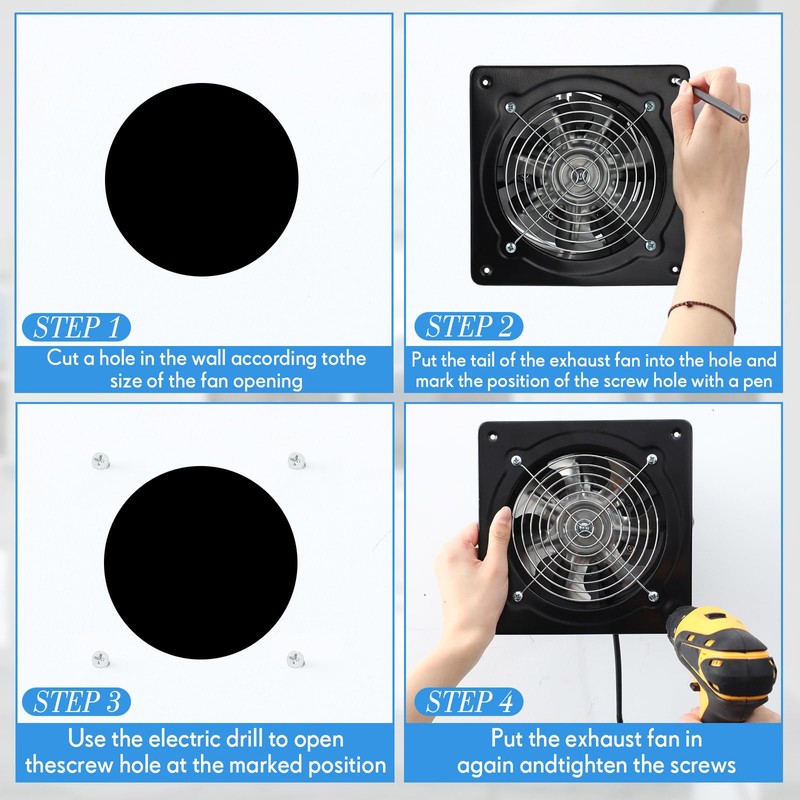 Yaocom 8 Inch Exhaust Fan 576 CFM Kitchen Exhaust Fan