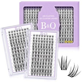 B&Q Individual Eyelashes, Pack of 208 DIY Lash Clusters for Beginners, Reusable Eyelash Clusters, Individual Eyelashes for Eyelash Extension at Home, Individual Lashes Extension (D-8-16 Mix, B03+B03)