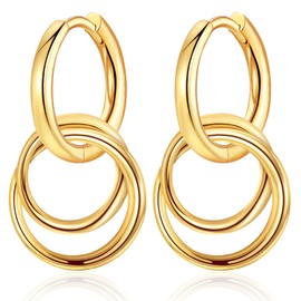WOVEE Hoop Earrings Silver 925 / Gold with Pendant, Earrings Silver 925 Hanging AAA Zirconia Circle Gold-Plated Earrings Women's Earrings Earrings for Girls Women, Silver