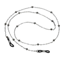 PATIKIL Eye Glasses Holders Around Neck, Black Metal Bead Eyeglasses Strap Fashion Stylish Beaded Lanyard Glasses Chain for Women Sunglasses Old Lady Glass, 1 Pcs