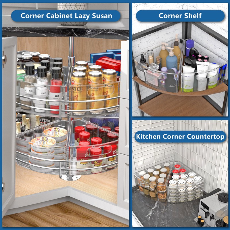 JOWBOOW Lazy Susan Organizer Bins for 32"-33" Diameter Corner Cabinet