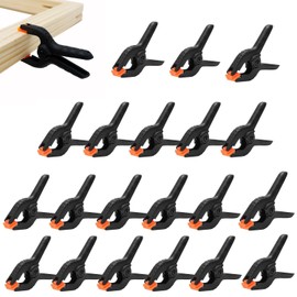 Yharnamite 20 Pcs Spring Clamps, Mini Backdrop Clips, 2 inch Heavy Duty Nylon Spring Clips, Plastic Grip Spring Clips Clamps for DIY Projects, Crafts, Photo Studios, Photo Background(A)