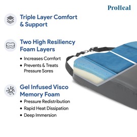 Bariatric Wheelchair Seat Cushion with Gel Infused Memory Foam - 26" x 20" x 3" - Orthopedic, Coccyx, Tailbone Support - High Resilience for Positioning and Stability - Prevents Pressure Sores