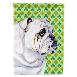 Caroline's Treasures LH9184GF Bulldog English St. Patrick's Day Shamrock Portrait Garden Flag Mailbox Flag Decorative Yard Flag Banner Outside Patio Artwork Yard Flower Beds, Garden Size, Multicolor