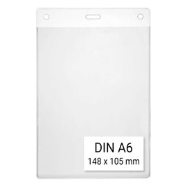 Karteo Vertical ID Card Holder DIN A6 105 x 148 mm [Pack of 1] Soft Plastic Card Holder Vertical Transparent Protective Case Made of Plastic