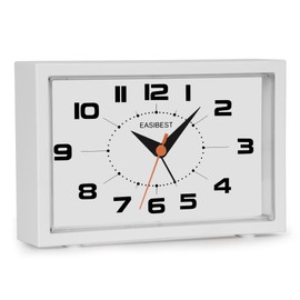 EASIBEST - Reloj despertador analógico para montaje en pared, color blanco
