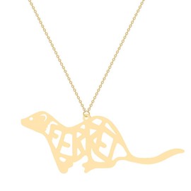 NOUMANDA Geometric Origami Ferret Necklace Initial Letters Ferret Hollow Animal Pendant Female Jewelry (gold)
