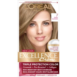 L'Oreal Excellence Triple Protection Color Creme, Level 3 Permanent, Dark Blonde/Natural 7 1 Count