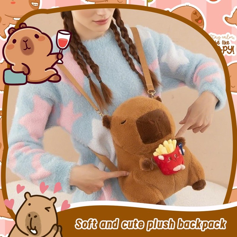 PyrrlicToy Capybara Plüsch Rucksack, Capybara Kinder Rucksack, Capybara Kuscheltier Plüschtier