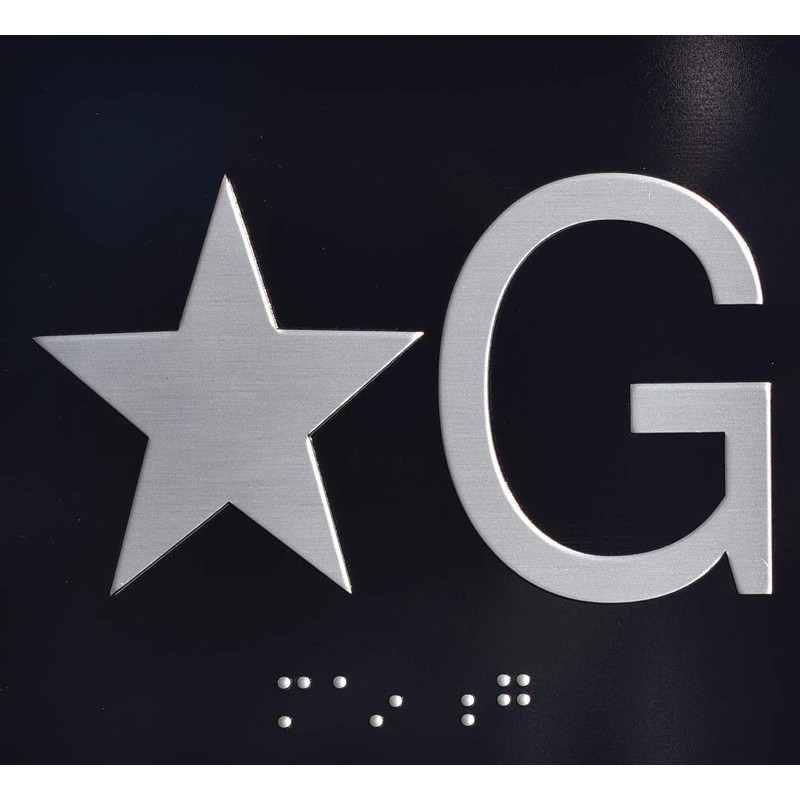 Star G ( Star Ground) Elevator Jamb Plate Sign With