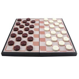 TOYANDONA Draughts Board Games Wooden Draught Magnetic Checkers Board Game Folding Wooden Chess Set for Adults
