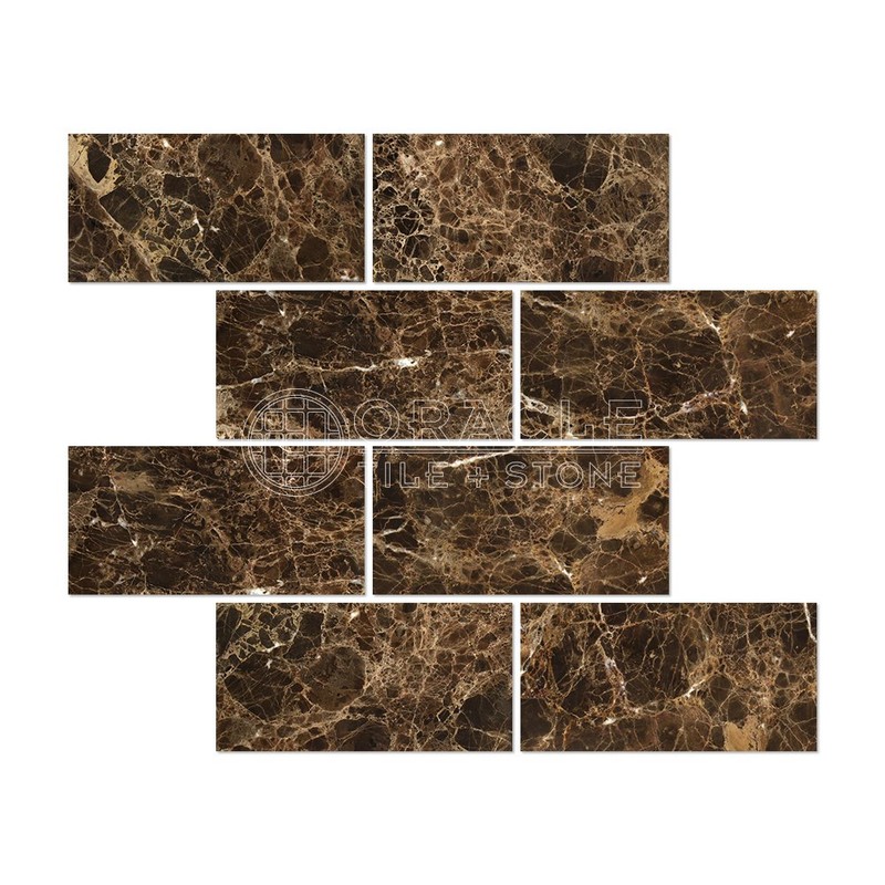 Emperador Dark Spanish Marble 6 X 12 Subway Field Tile,