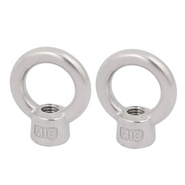 sourcingmap Lifting Eye Nut M10 Female Thread 47.6mm Height 304 Stainless Steel Round Shape for Rope Fitting Pack of 2