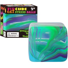Fidget Toys Squishy Stress Cube, Ice Cube Sensory Ball for Kids & Adults, Stress Relief Squishy Toys, Autism Fidget, Classroom Prize, Squishy Fidget Toys, Stress Balls for Adults & Kids (Green, 1)