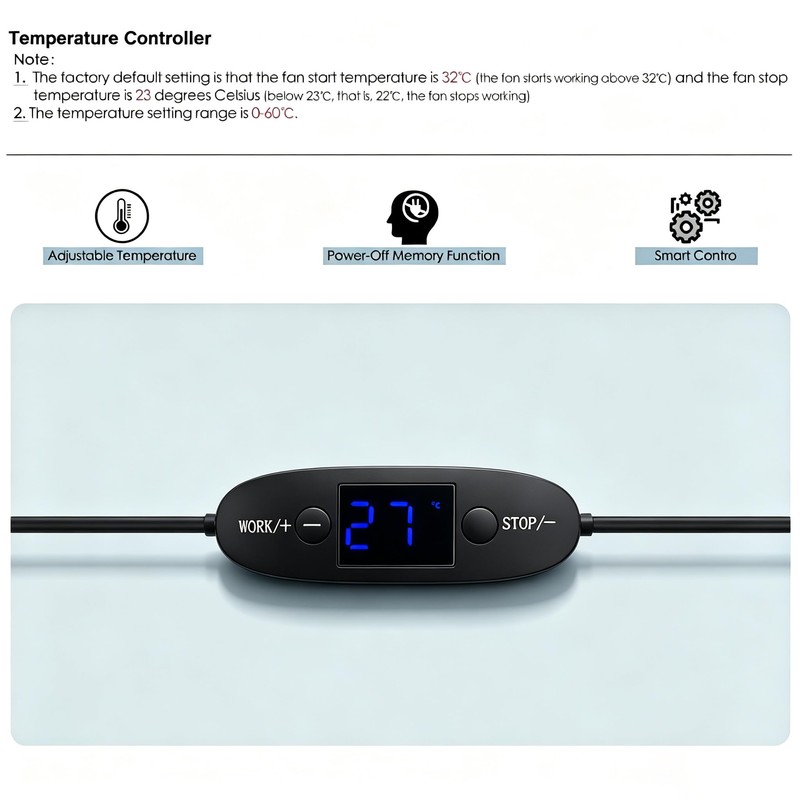 5V USB Digital Temperature Controller Socket, 0-60°C Adjustable Thermostat with