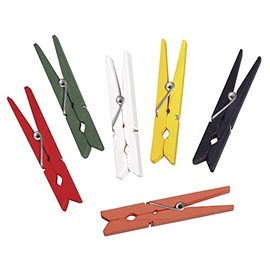 Rayher 6131649 Wooden Clothes Pegs 72 mm Self-Service Bag Pack of 18 6 Colours