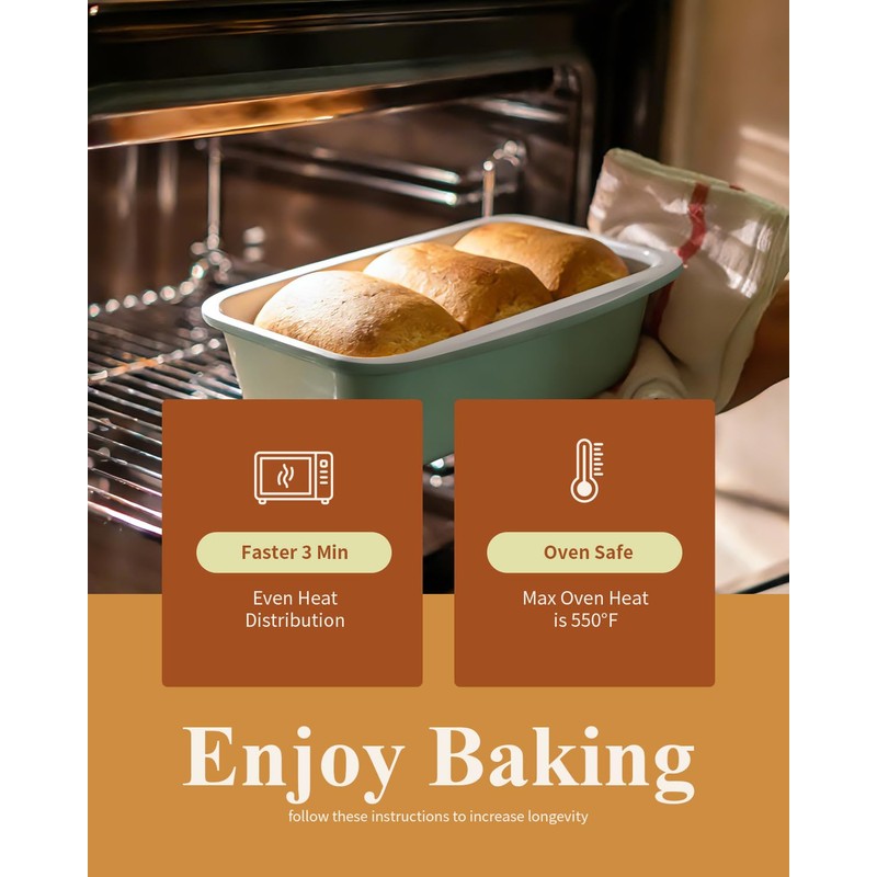 Ymiton Non-Stick Bread Loaf Pan, 9x5 Inch, Ceramic Coating, Aluminized