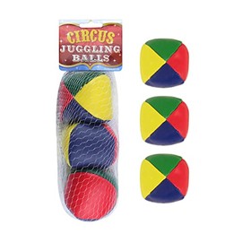 HD Novelty Set of 3 Juggling Balls - Circus Clown Colors - Learn to Juggle Toy for Kids & Adults
