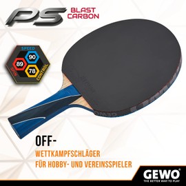 GEWO PS Blast Carbon Table Tennis Bat - ITTF Approved Professional Table Tennis Bat, Carbon Bat with Fast Pad GEWO Return Pro and High Rotation Properties, Concave, 1.8 mm Sponge