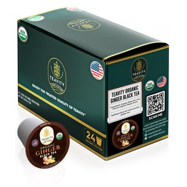 Organic Ginger Tea Pods for Keurig with Unsweet Black Tea for K Cup Brewing - Ginger Black Tea by Teavity (24 Tea Pods)
