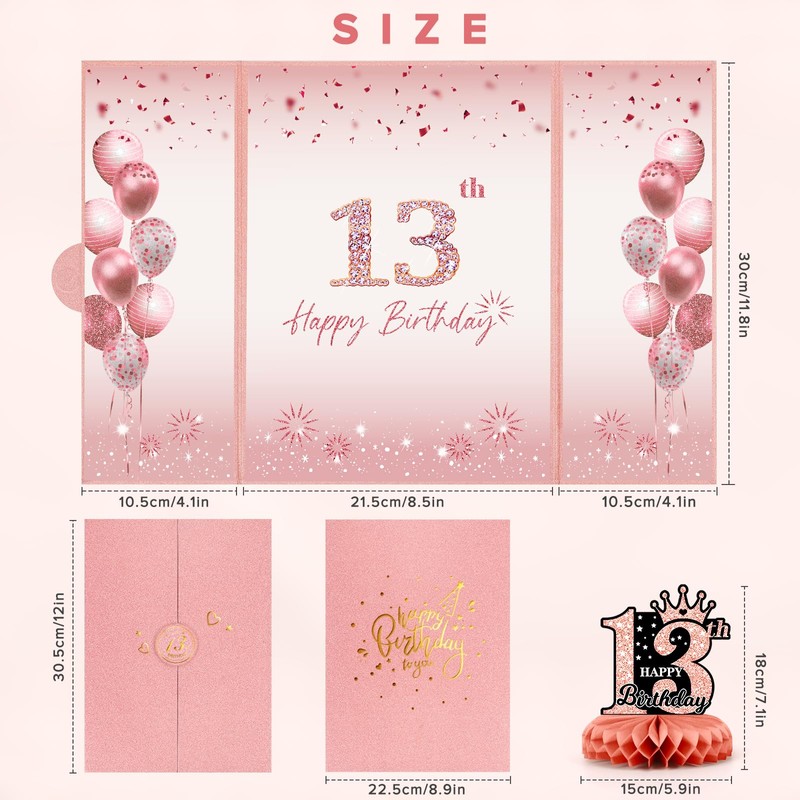 Rose Gold 13th Birthday Decorations, 13th Birthday Guest Book Alternative,