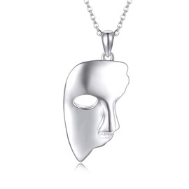 JERWLI Phantom of the Opera Necklace 925 Sterling Silver Phantom of the Opera Mask Pendant Jewelry for Women Female Broadway Musical Fans