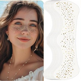Glitter Pecas Cara Tatuaje - Tatuajes Temporales de Pecas Brillantes con Glitter Dorado, 6 Piezas para Maquillaje Decorativo, Adhesivos de Cara para Fiestas o Diario