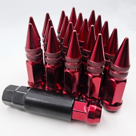 NETFLBT M12x1.5 Lug red Nuts Lug,Spike Lug nut for Acura, Honda, Chevy, Hyundai, Toyota, Lexus, 20PCS 12x1.5 Lug Nuts with Socket Key.