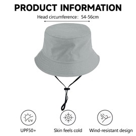 Baby Sun Hat, Children's Sun Hat, UV Protection Fishing Hat, Boys Girls, Summer Hat, Wide Brim, Adjustable, Foldable, Summer Beach Sun Protection, Beach Hat with Adjustable Chin Strap, Cotton, Grey