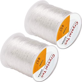 Quesuc 2pcs Elastic Polyester Thread for Bracelets and Crafts 0.7mm 100m Clear (A)