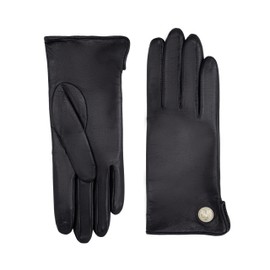 GLOVE STORY Lamb Leather Gloves for Women with 100% Silk Lining and Anchor Button - Elegant, Soft and Comfortable Material - Warm Winter Gloves for Women - Handmade, black