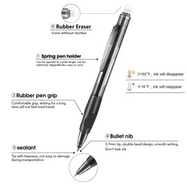 Aozora Erasable Pens 24 Pack Click Fine Point 0.7 mm Retractable Erasable Gel Pens for Completing Sudoku and Crossword Puzzles (Black＆Blue)