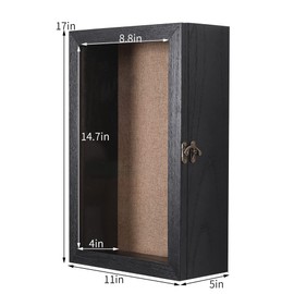11x17 Extra Deep Shadow Box, Exterior Depth 5in Shadow Boxes Display Cases for Flowers Bouquet Wedding Pictures Photos and Keepsake(Black)