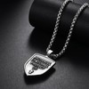 Rofusn St. Michael Archangel Shield Necklace: Mens Punk Silver Stainless