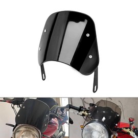 LisylineAuto Universal Motorcycle Windshield Deflector Windscreen Wind Protection Front Flyscreen with Mount Bracket for Harley Suzuki Cafe Racer Motorbike 5"-7" LED Headlight