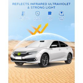 Canvcle Windshield Sun Shade for Honda Civic 10th Gen 2016-2021 (NOT for Hatchback) Side Rear Window Shade Cover Set Full Window Sun Visor Blocker Privacy Cover Keep Vehicle Cool Black 8PCS