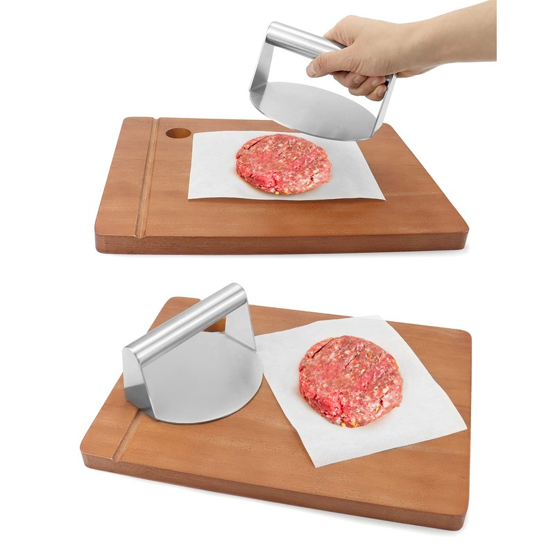 QWORK® Burger Press, Burger Smasher, 5.51" Round, 304 Stainless Steel,