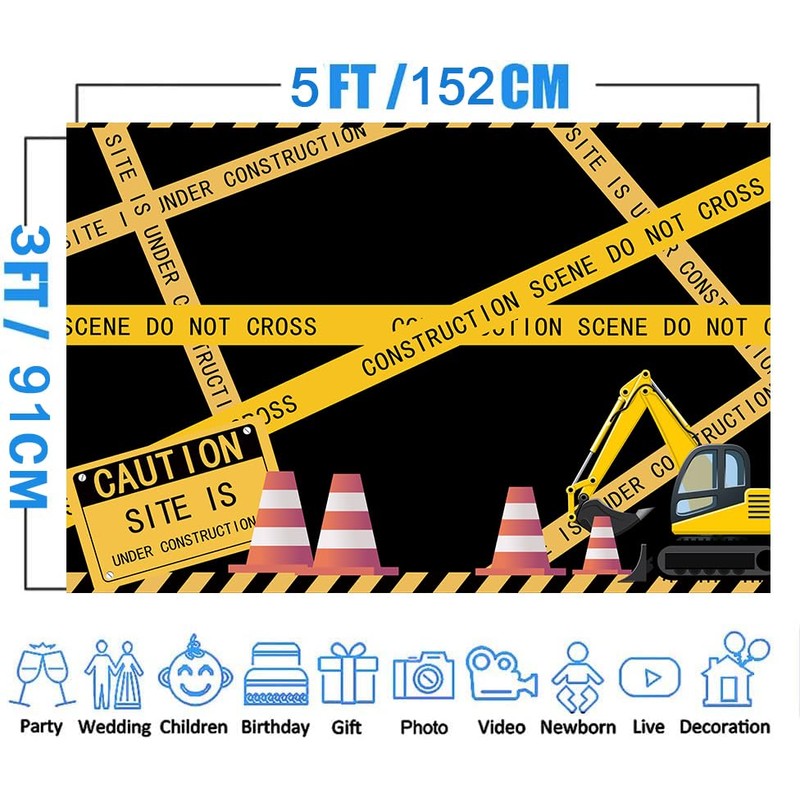 Construction Site Theme Backdrop for Construction Themed Birthday Party MEETSIOY