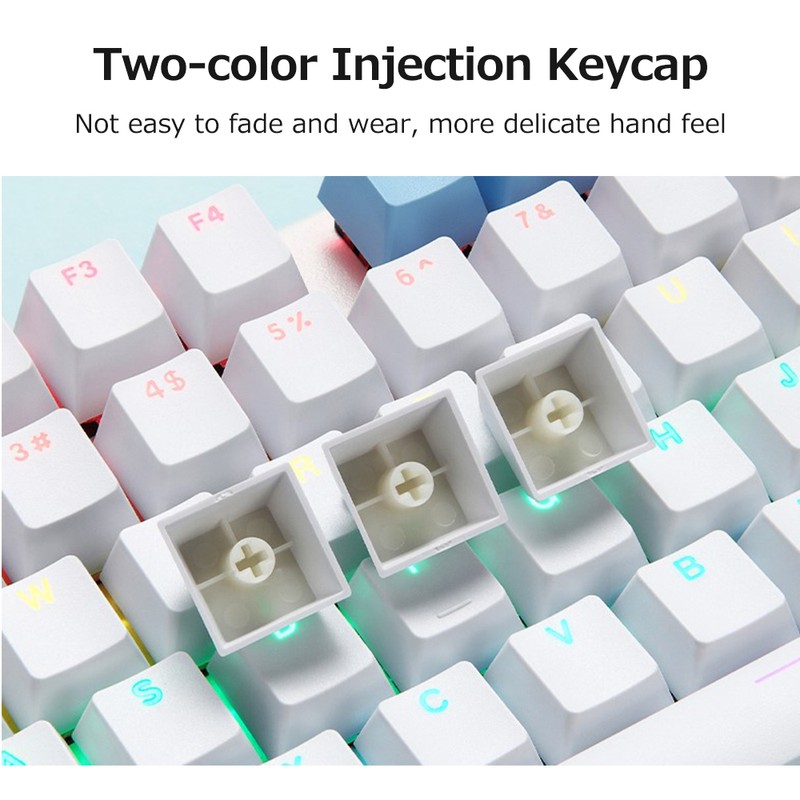 iBlancod K87 87 Keys Wired Mechanical Keyboard Metal Panel Two-color