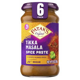 Patak’s Tikka Masala Spice Paste - Medium Indian Curry Paste w/a Blend of Freshly Ground Spices - Vegan & Gluten-Free - Flavorful Tikka Masala Curry Base for Home Cooking & More - 10oz Jar (Pack of 6)