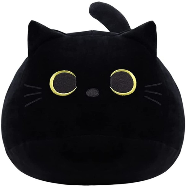 OUKEYI 40cmBlack Cat Plush Toy Black Cat Pillow,Fat Cat Kawaii Pillow Stuff,Plushies Lumbar Back Cushion Decoration for Kids Home Decor Gift Boys Girls Birthday Valentines Christmas